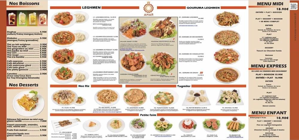 Anar restaurant ouïghour - Menu Image 1