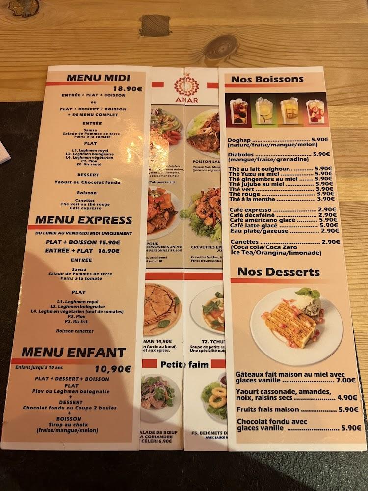Anar restaurant ouïghour - Menu Image 2